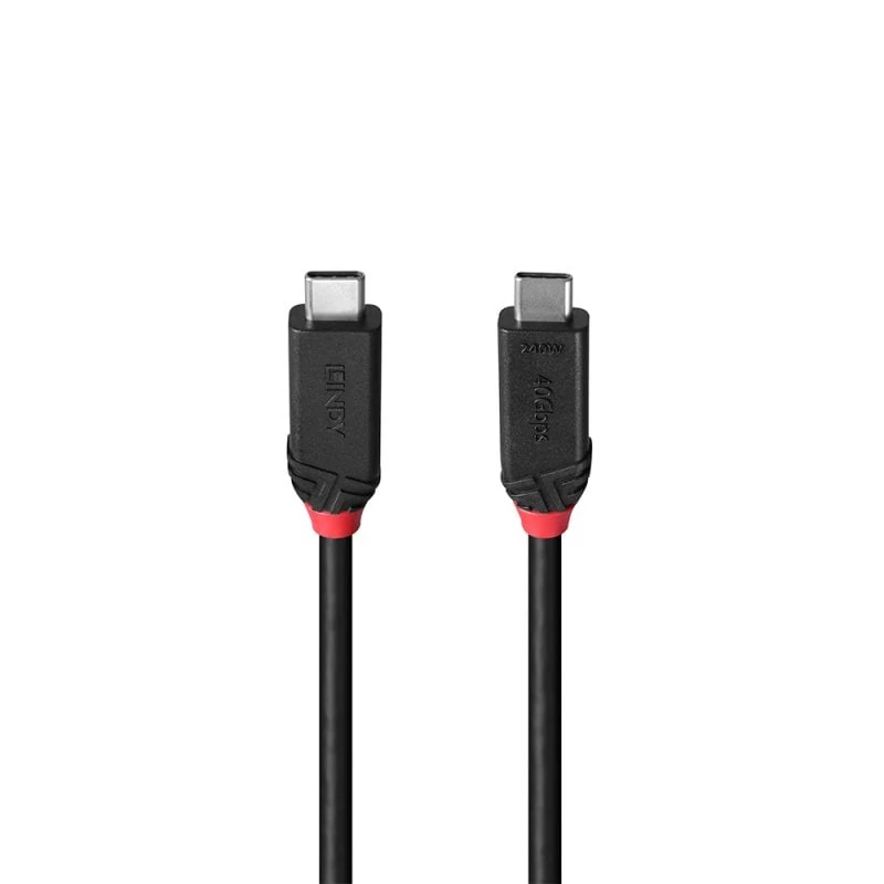 Lindy 0.5m USB4 240W Type C kabel, Czarny Line, 0.5 m, USB C, USB C, USB4 Gen 3x2, 40 Gbit/s, Czarny