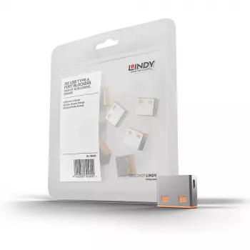 Lindy blokada portu USB (bez klucza) - opakowanie 10 szt., kolor: pomarańczowy