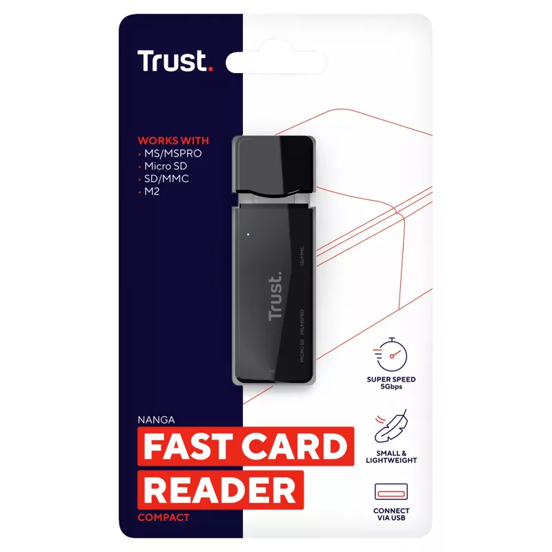 Trust NANGA czytnik kart USB 3.2 Gen 1 (3.1 Gen 1) Typ-A Czarny