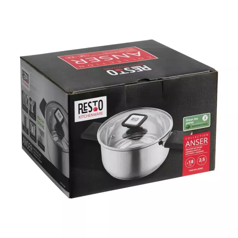 Resto Kitchenware Anser garnek okrągły 2,5 l, czarny, stal nierdzewna