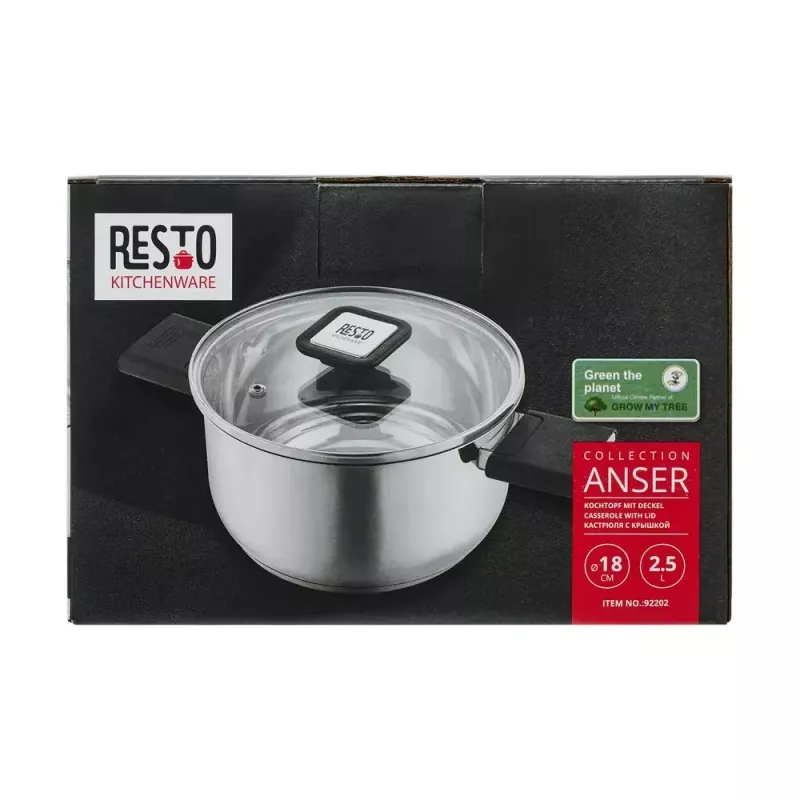 Resto Kitchenware Anser garnek okrągły 2,5 l, czarny, stal nierdzewna