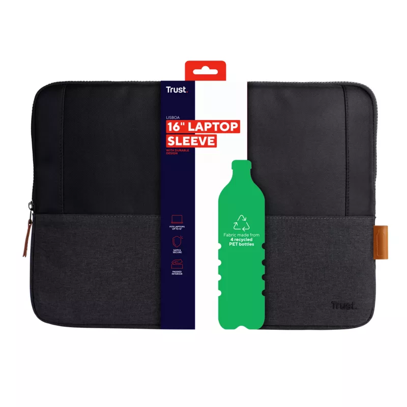 Etui pokrowiec TRUST Lisboa 40,6 cm 16 cali Czarny Lekki Monochromatyczny