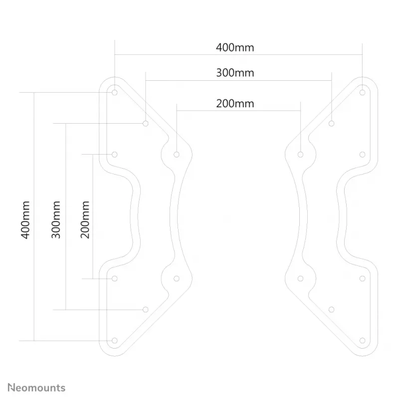 NEWSTAR Płyta konwersyjna VESA z VESA 200x200 na 400x200, 400x400 - Czarny