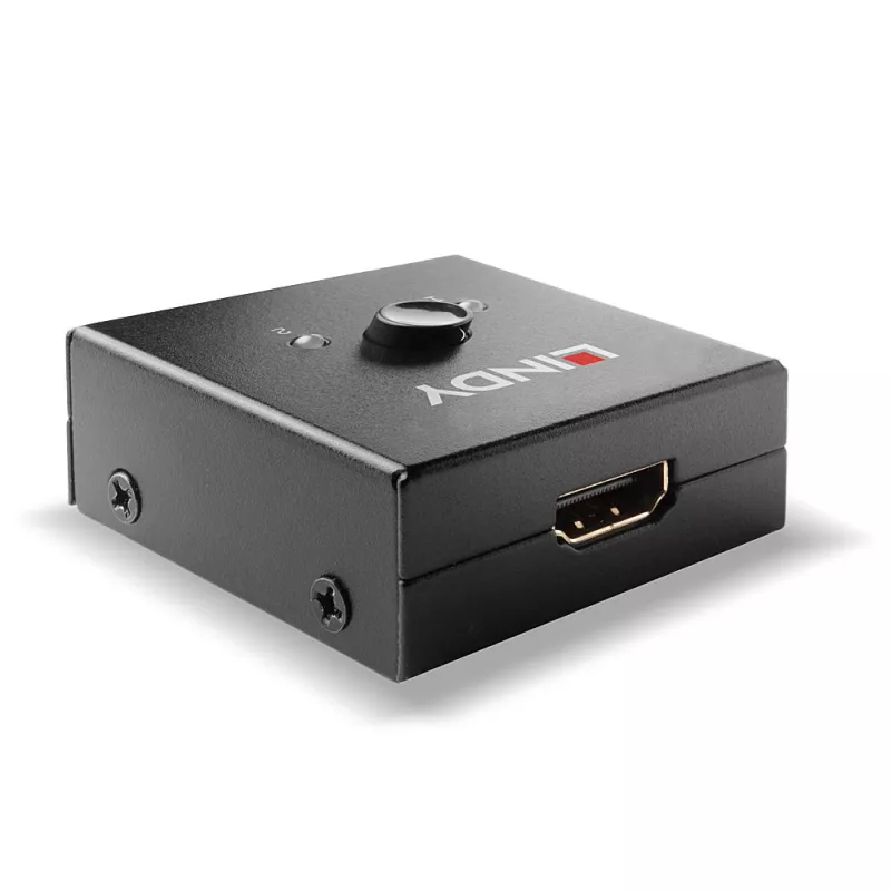 Lindy 2 portowy dwukierunkowy przełącznik HDMI 18G, HDMI, metal, czarny, 60 Hz, 18 Gbit/s, 3840 x 2160 pikseli