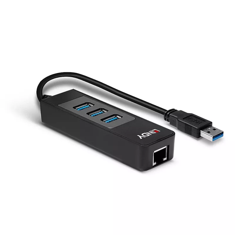 Koncentrator USB i konwerter Gigabit Ethernet Lindy 43176