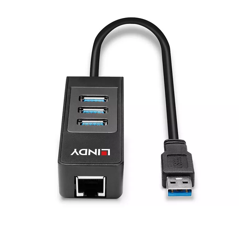 Koncentrator USB i konwerter Gigabit Ethernet Lindy 43176