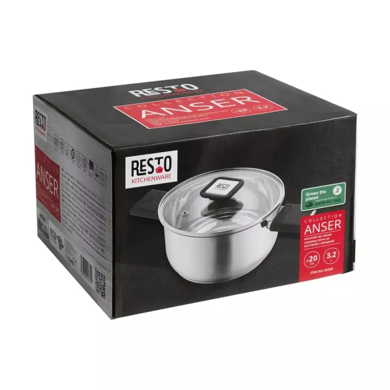 Resto Kitchenware Anser 3.2 L Okrągły Czarny Stal Nierdzewna