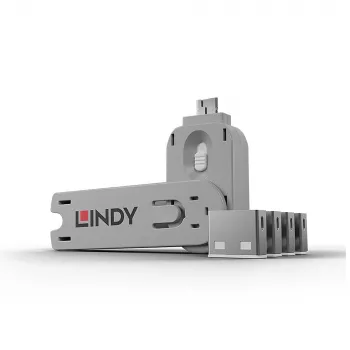 Blokada portu Lindy USB Port Blocker zestaw 4 szt. kod kolorystyczny biały