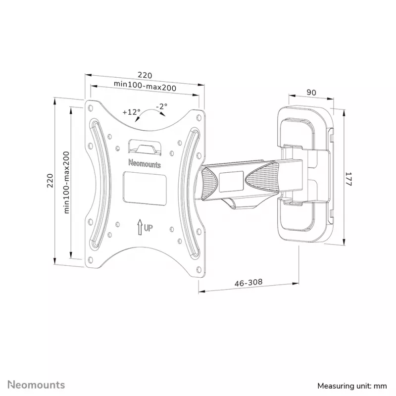 Neomounts WL40-540BL12 uchwyt TV na ścianę 32-55 inch - pełny ruch - łatwy montaż