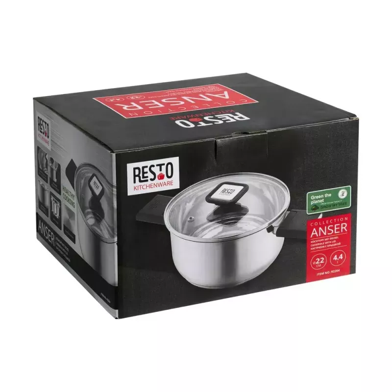 Resto Kitchenware Anser 4.4 L Okrągły Czarny Stal Nierdzewna