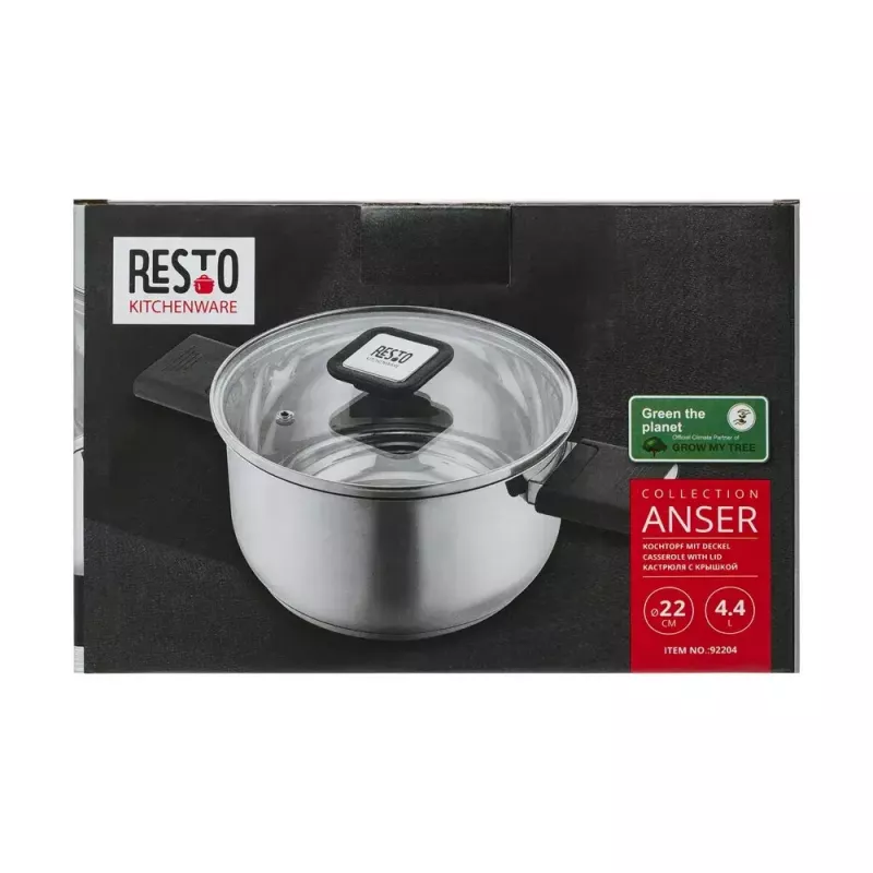 Resto Kitchenware Anser 4.4 L Okrągły Czarny Stal Nierdzewna