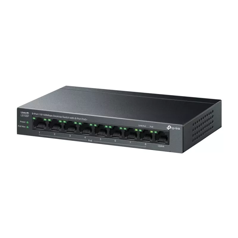 TP-Link LiteWave LS109P przełącznik sieciowy niezarządzalny Fast Ethernet (10/100) Power over Ethernet (PoE) Czarny