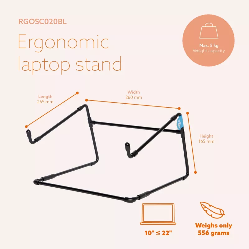 Podstawka pod laptop R-Go Tools R-Go Steel Office, odpowiednia dla 10-22 cali, czarna