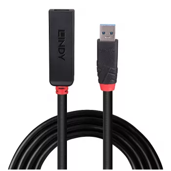 Lindy 3m USB 3.0 Active Extension cienki, USB 3.2 Gen 1 (3.1 Gen 1) Type-C, USB 3.2 Gen 1 (3.1 Gen 1) Type-C, 5000 Mbit/s, czarny, Akrylonitryl-butadien-styren (ABS), kabel okrągły
