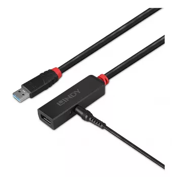 Lindy 3m USB 3.0 Active Extension cienki, USB 3.2 Gen 1 (3.1 Gen 1) Type-C, USB 3.2 Gen 1 (3.1 Gen 1) Type-C, 5000 Mbit/s, czarny, Akrylonitryl-butadien-styren (ABS), kabel okrągły
