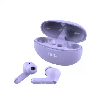 Trust Yavi Zestaw słuchawkowy True Wireless Stereo (TWS) Douszne Połączenia/Muzyka USB typu C Bluetooth Fioletowy