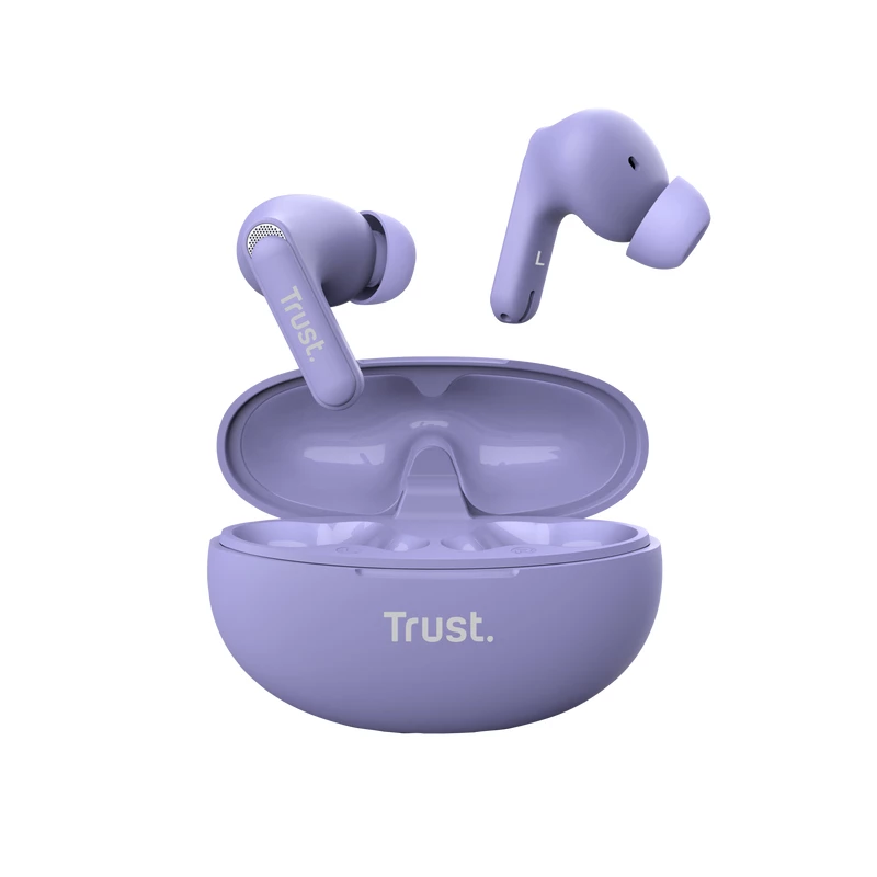 Trust Yavi Zestaw słuchawkowy True Wireless Stereo (TWS) Douszne Połączenia/Muzyka USB typu C Bluetooth Fioletowy