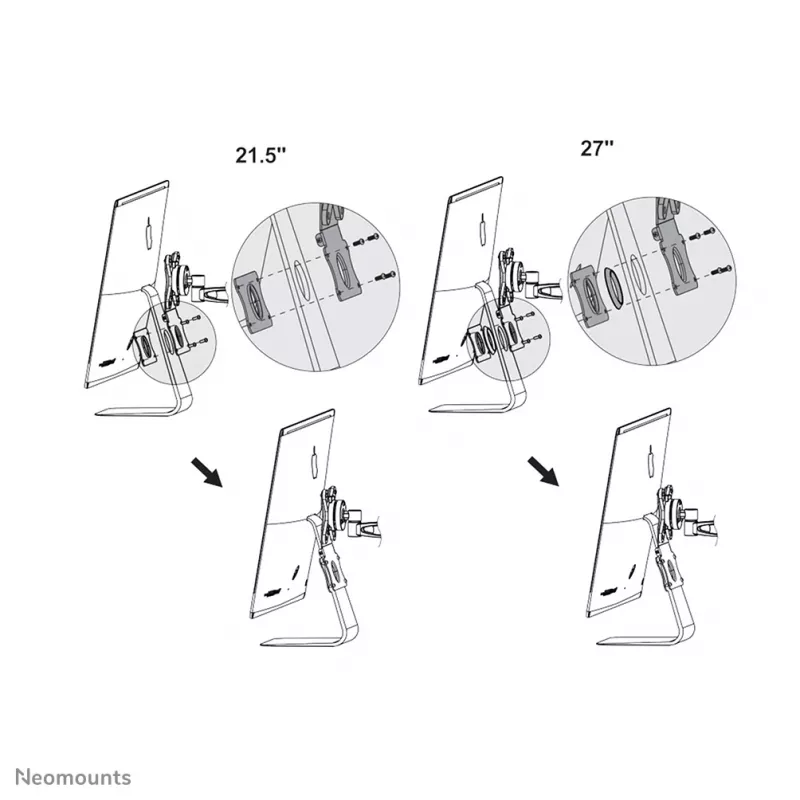 Neomounts FPMA-VESAMAC2127 płyta adaptera VESA do iMac, 21,5-27 cali, VESA 75x75 / 100x100 mm, maks. 15 kg, stalowa, 730 g, srebrna