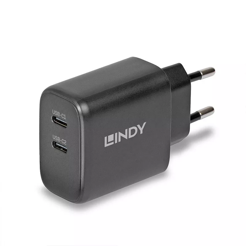 Lindy 65W USB 2 x Type C GaN Charger 73438