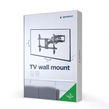 Uchwyt ścienny do telewizora Gembird WM-80ST-02 — stały/uchylny, 37 cali–80 cali, VESA do 600x400, 60 kg, czarny