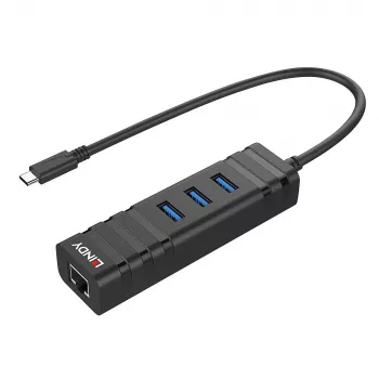 Hub USB Lindy USB 3.2 Type-C Hub i konwerter Gigabit Ethernet