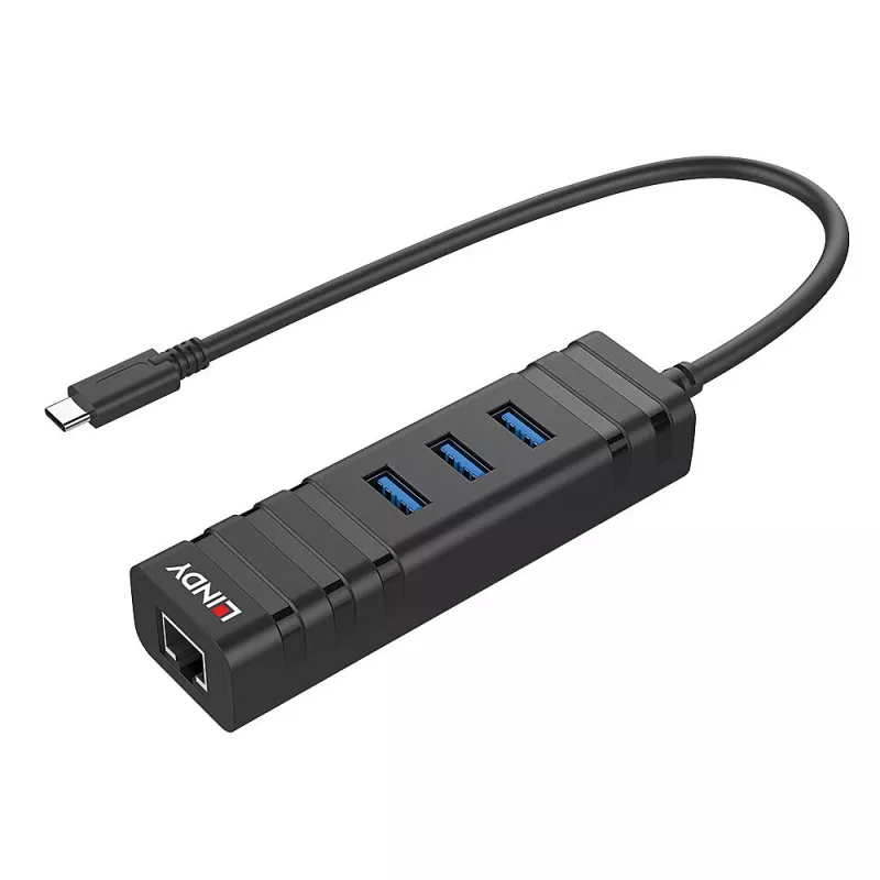 Hub USB Lindy USB 3.2 Type-C Hub i konwerter Gigabit Ethernet