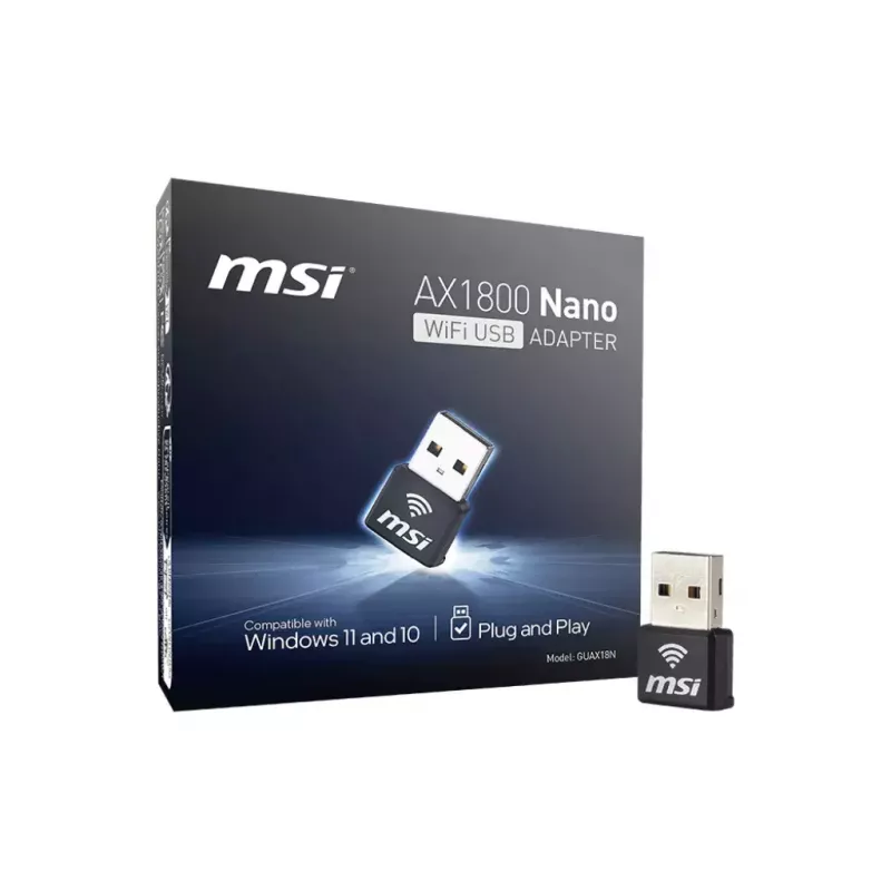 Adapter USB MSI AX1800 Nano WiFi USB 2.0 Czarny