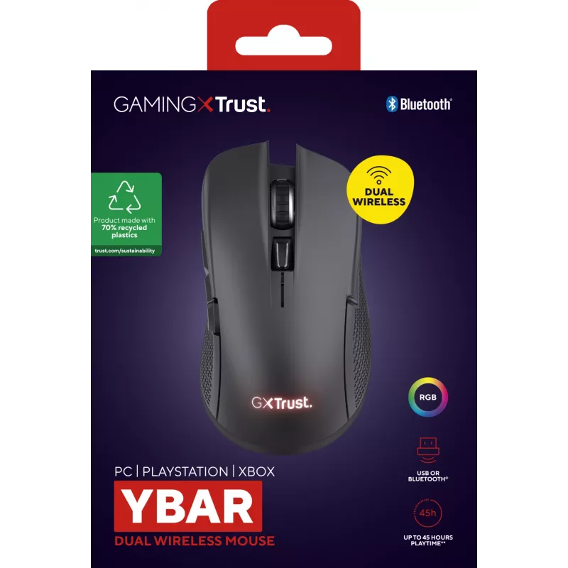 Trust GXT 931 Ybar mysz Gamingowa Praworęczna Bluetooth Laser 7200 DPI