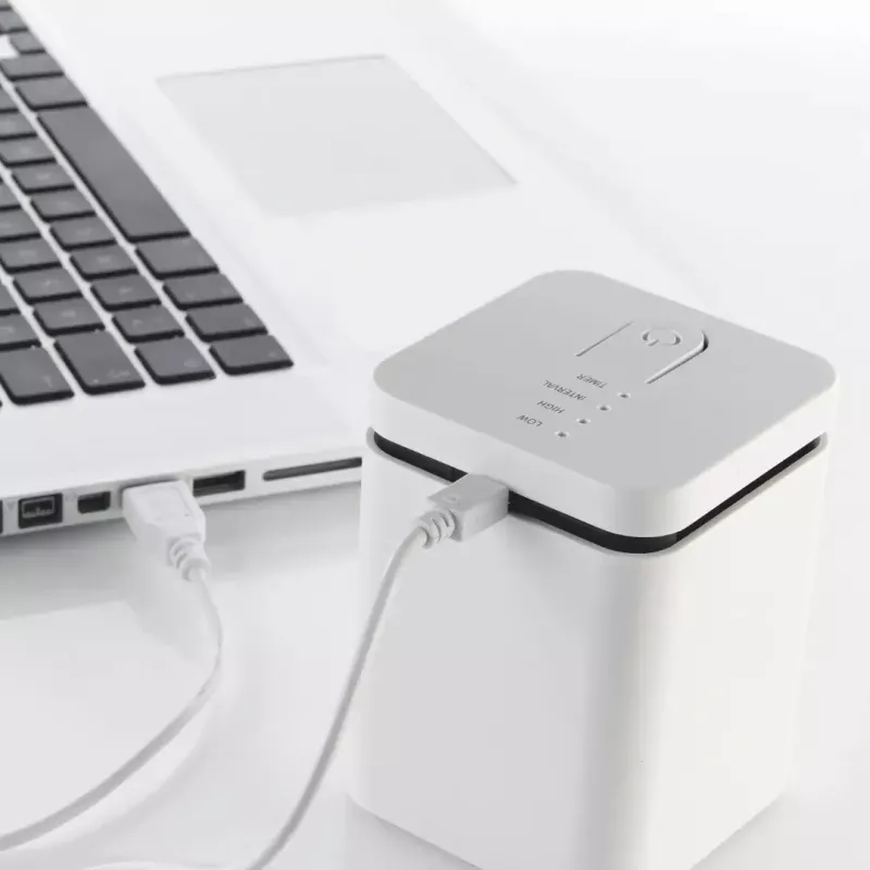 Dyfuzor zapachowy ewaporacyjny Stylies ELARAszary do 25 m² — sieciowy, bateryjny, USB, timer 2 h, 1,3 W, 74×74×100 mm, szary