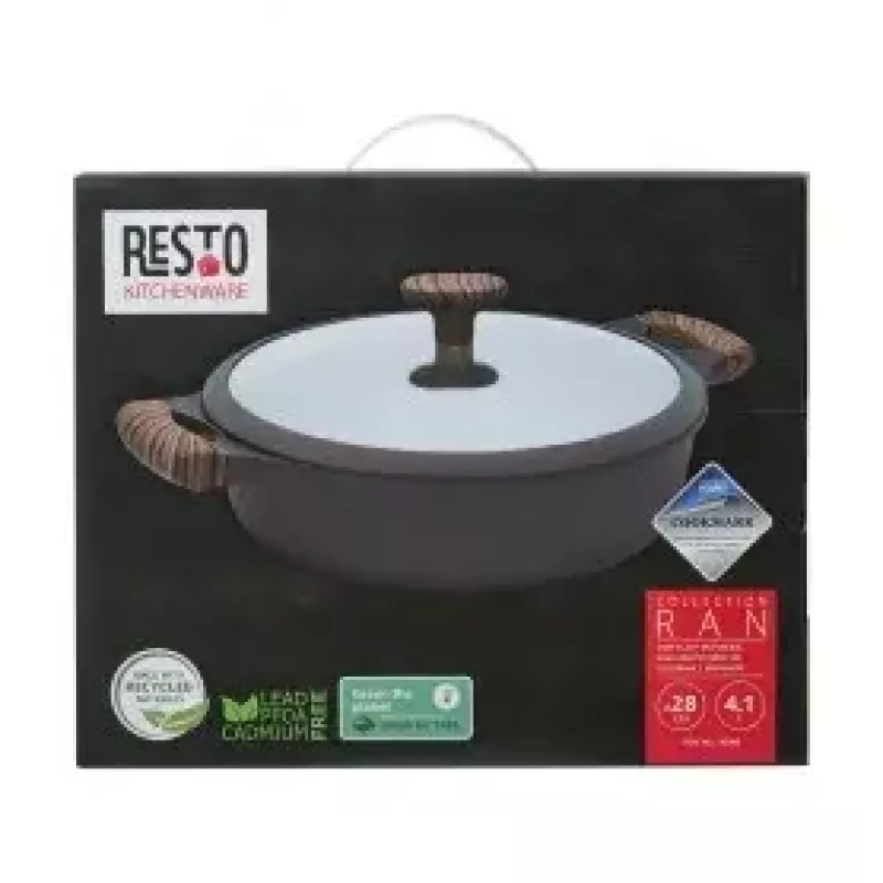 Resto Kitchenware 93906 garnek wielofunkcyjny, czarne aluminium, 4,1 l, 28 cm