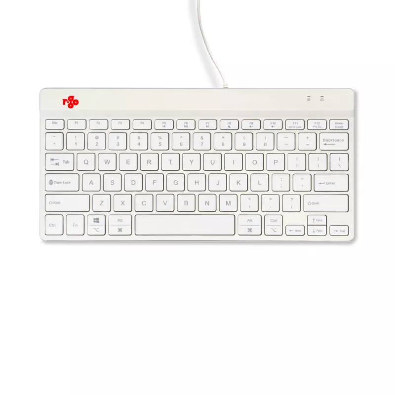 Ergonomiczna klawiatura R-Go Tools R-Go Compact Break, kompaktowa klawiatura z oprogramowaniem przerw, QWERTY (US), przewodowa, biała