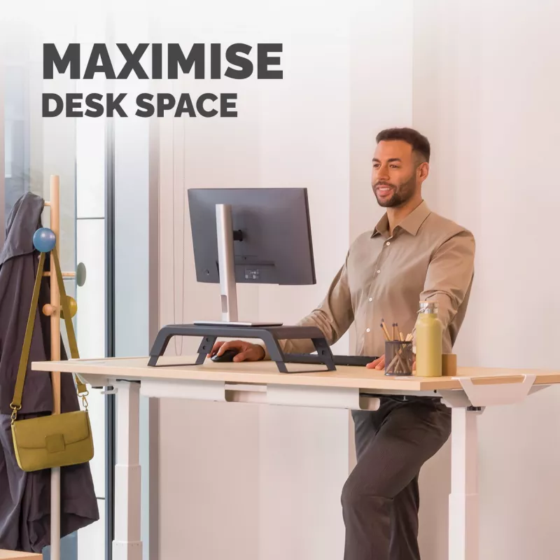 Podstawka pod monitor Fellowes z 3 regulacjami wysokości - Hana LT - Ergonomiczna regulowana podstawka pod monitor komputerowy - Maks. obciążenie 22,6 kg - Czarny