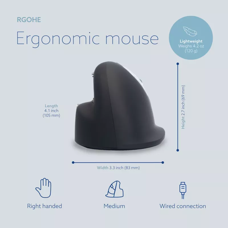 R-Go Tools Mysz ergonomiczna R-Go HE Break z oprogramowaniem do przerw, średnia (rozmiar dłoni 165-185 mm), praworęczna, przewodowa, czarna