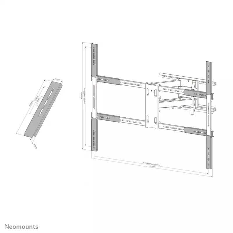 Neomounts AWLS-950BL1 zestaw przedłużający VESA 55-110 cali - maks. 125 kg