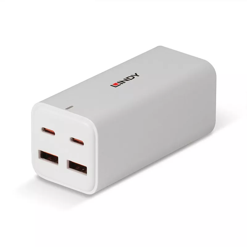 Ładowarka Lindy 100W 4-portowa USB Type-A i C GaN do użytku wewnętrznego, uniwersalna