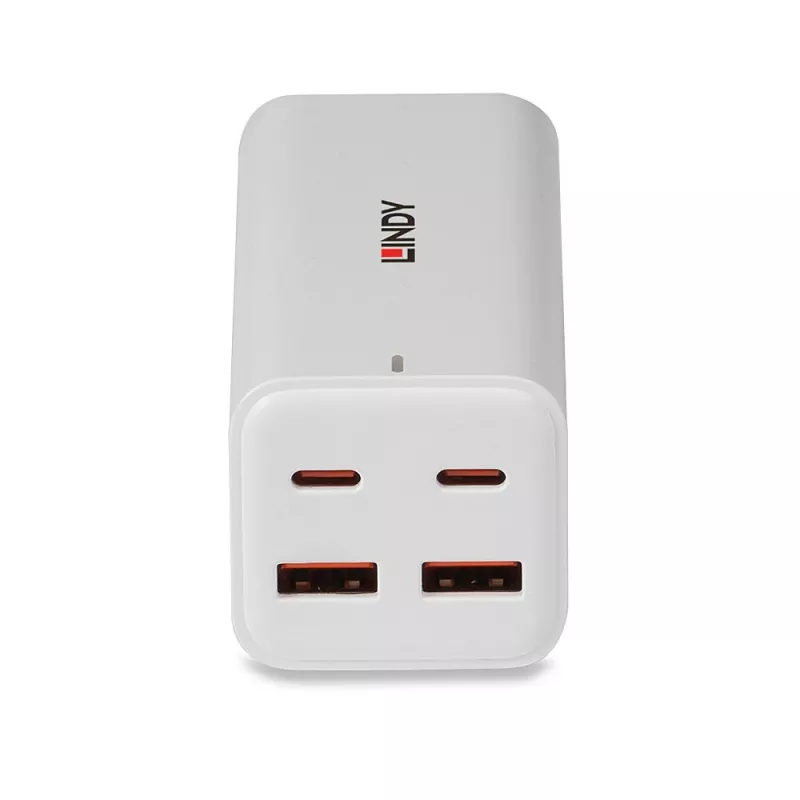 Ładowarka Lindy 100W 4-portowa USB Type-A i C GaN do użytku wewnętrznego, uniwersalna