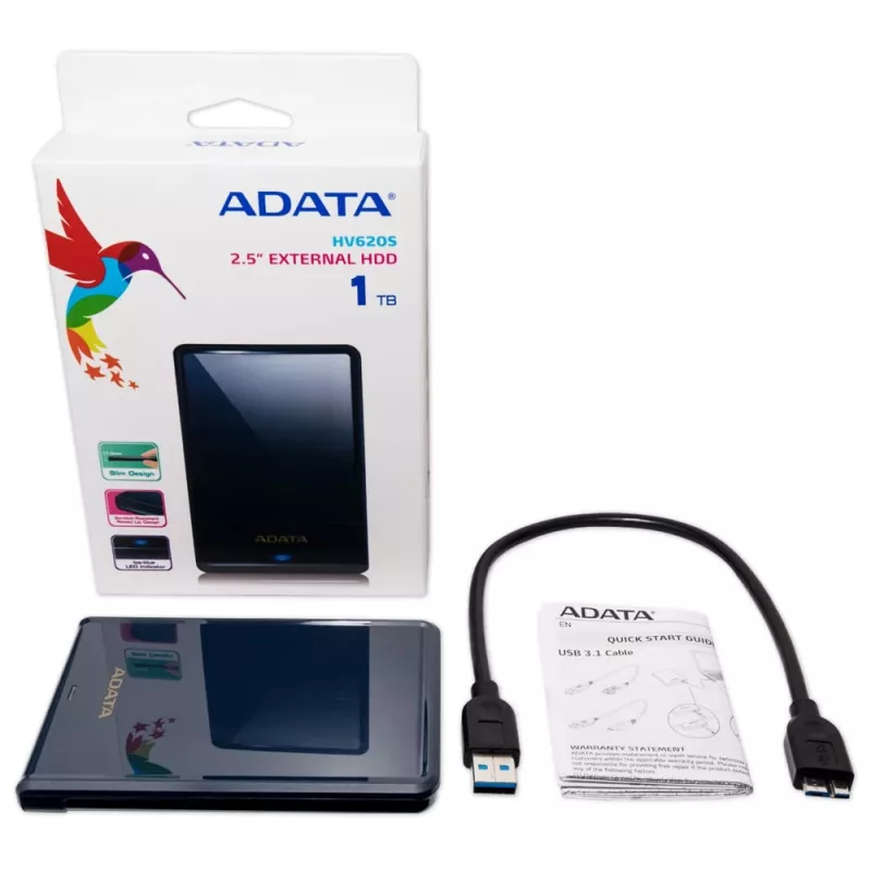 ADATA HV620S zewnętrzny dysk twardy 1 TB 2,5 cala Micro-USB B 3.2 Gen 1 (3.1 Gen 1) Niebieski
