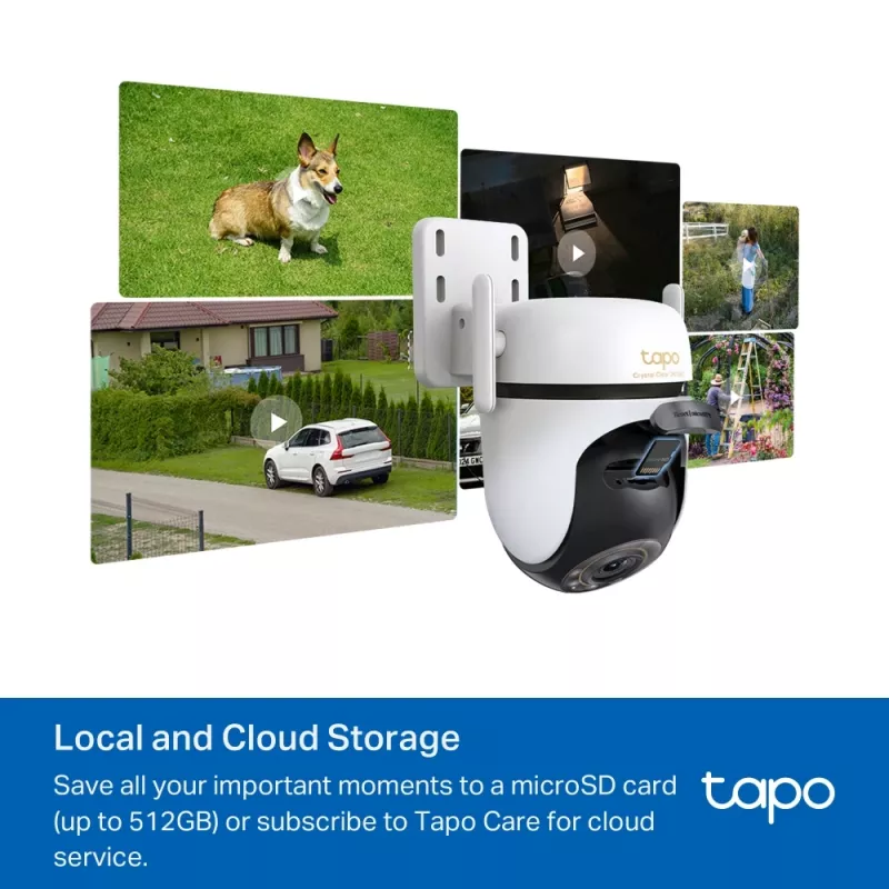 Kamera bezpieczeństwa Wi-Fi TP-Link z obrotem i nachyleniem na zewnątrz SPEC: 3K 5MP (2880x1620), 2,4 GHz, 2 × anteny zewnętrzne, 1 × port Ethernet, obrót poziomy 360°