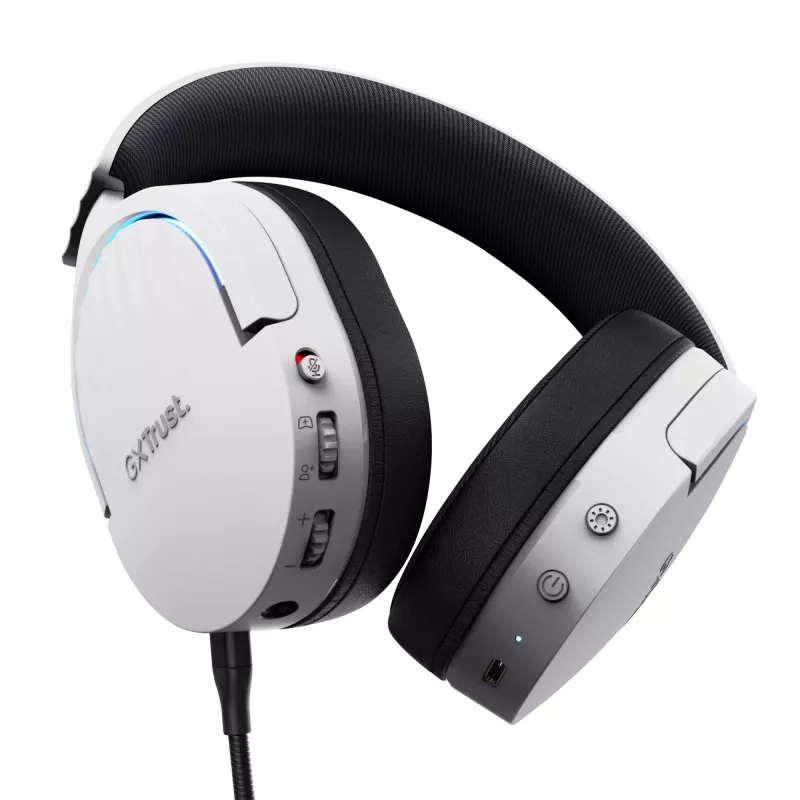 Trust GXT 491W FAYZO Headset Wired & Wireless Head-band Gaming USB Type-C Czarny, biały