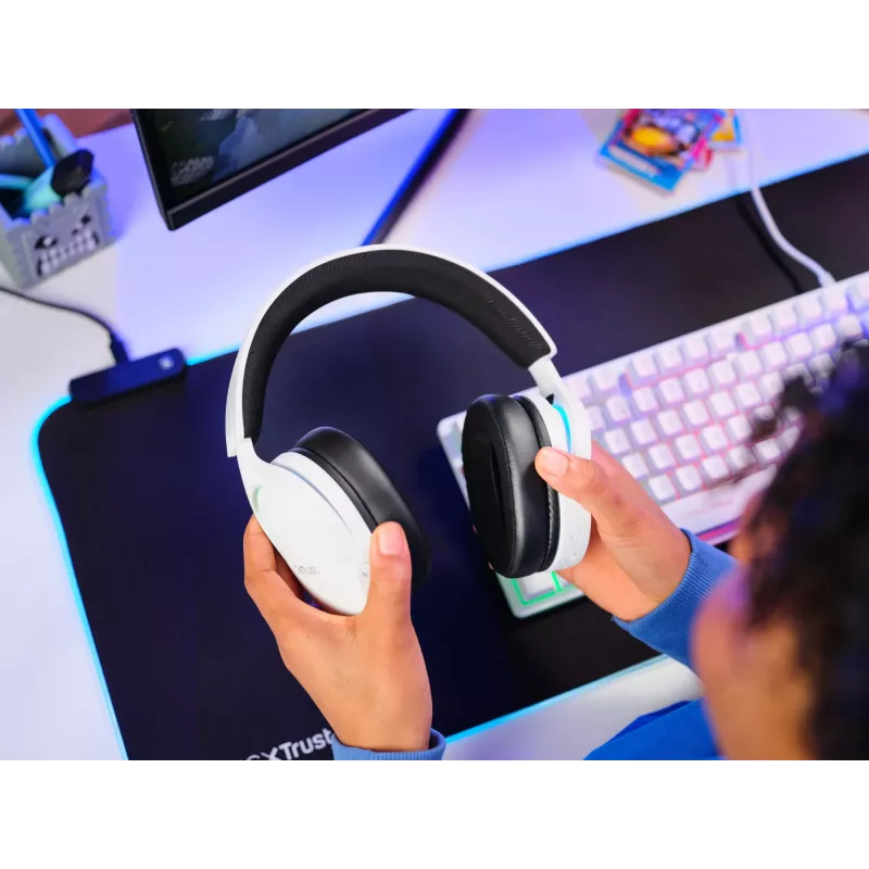Trust GXT 491W FAYZO Headset Wired & Wireless Head-band Gaming USB Type-C Czarny, biały