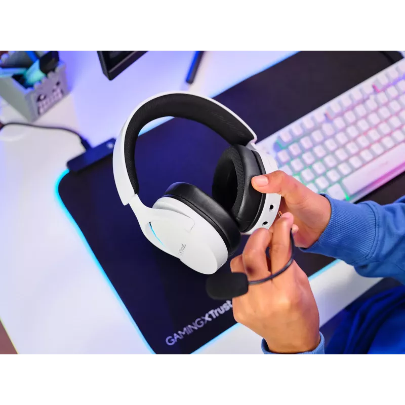 Trust GXT 491W FAYZO Headset Wired & Wireless Head-band Gaming USB Type-C Czarny, biały