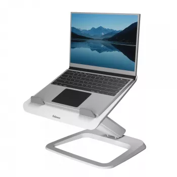 Podstawka pod laptop Fellowes na biurko - Hana LT podstawka pod laptop do domu i biura - Regulowana podstawka pod laptop z 3 stopniami regulacji wysokości - Maks. rozmiar monitora 19 cali, maks. waga 4,5 kg - Biała