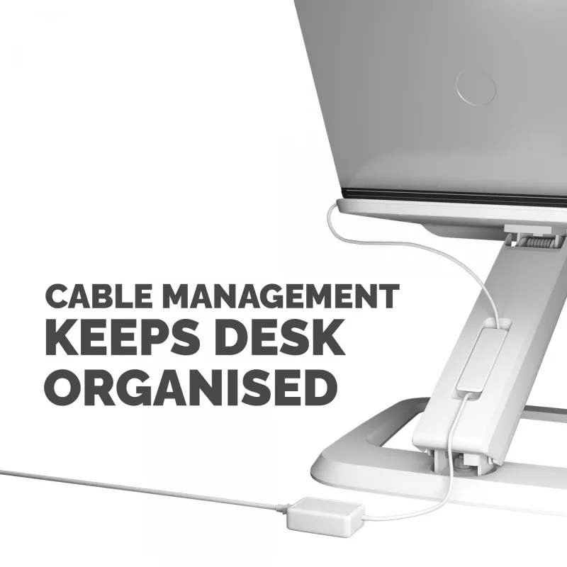 Podstawka pod laptop Fellowes na biurko - Hana LT podstawka pod laptop do domu i biura - Regulowana podstawka pod laptop z 3 stopniami regulacji wysokości - Maks. rozmiar monitora 19 cali, maks. waga 4,5 kg - Biała