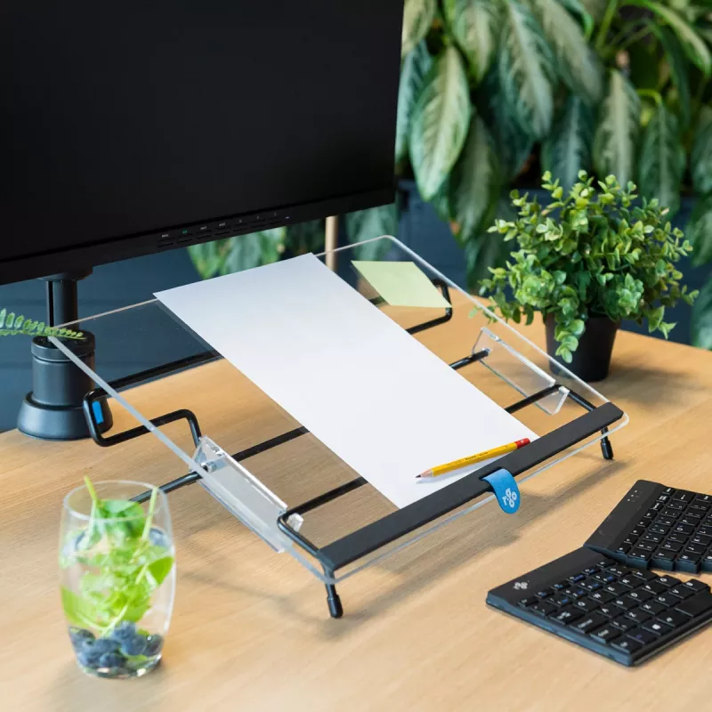 R-Go Tools Uchwyt na dokumenty R-Go Flex Read, ergonomiczny, z miękką podpórką pod nadgarstki, przezroczysty akryl