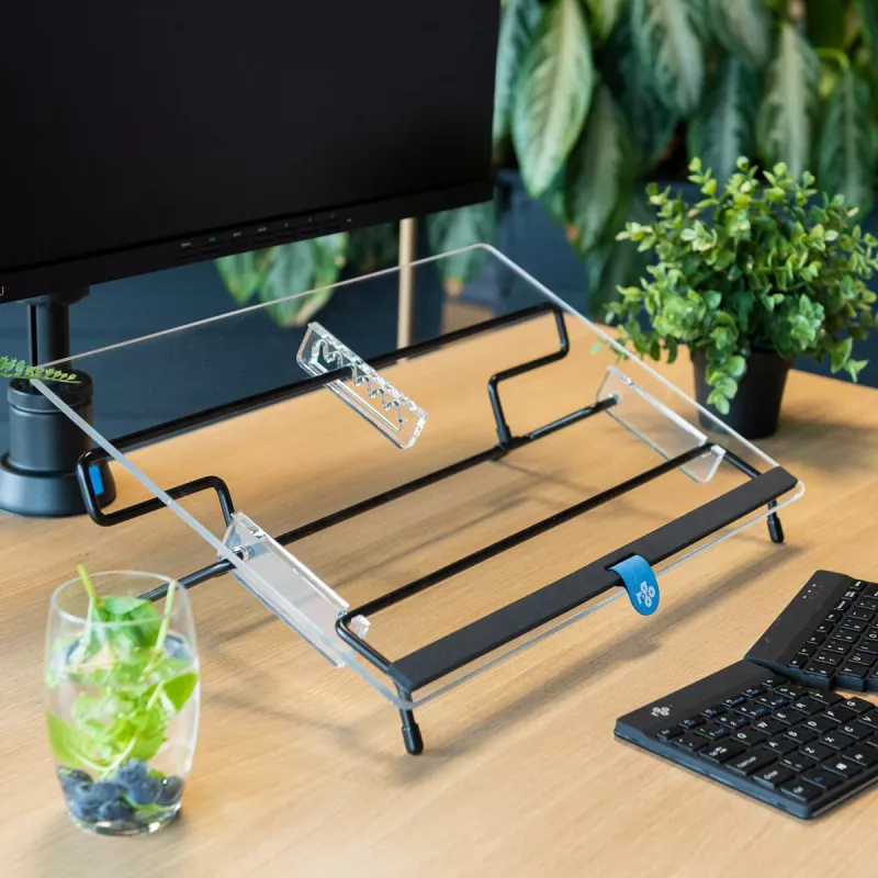 R-Go Tools Uchwyt na dokumenty R-Go Flex Read, ergonomiczny, z miękką podpórką pod nadgarstki, przezroczysty akryl