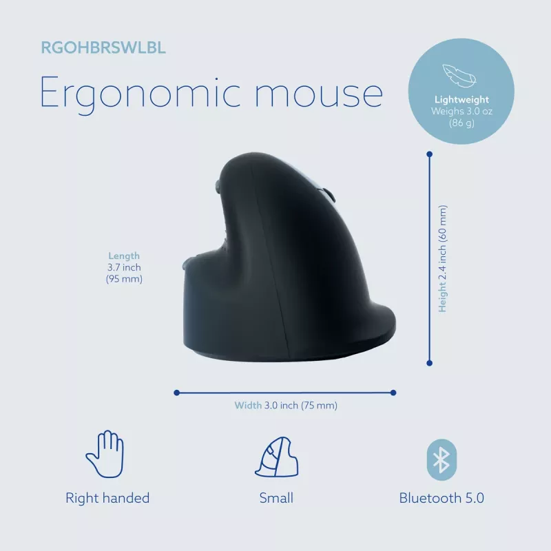 Mysz ergonomiczna R-Go Tools R-Go HE Break z oprogramowaniem przerw, mała (rozmiar dłoni ˂165 mm), praworęczna, przewodowa, czarna
