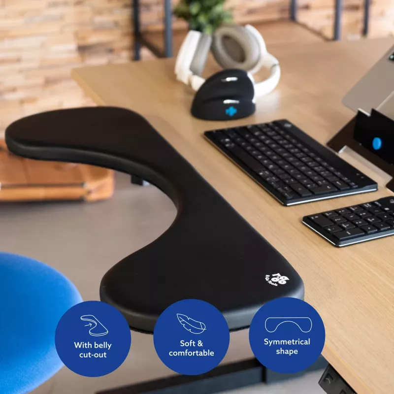 R-Go Tools Podłokietnik R-Go, ergonomiczny, symetryczny, z wycięciem brzusznym, miękka pianka, czarny