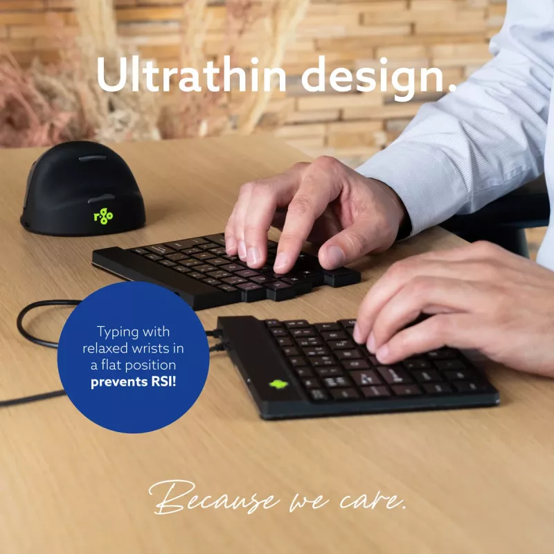 R-Go Tools Klawiatura ergonomiczna R-Go Split Break v2 z oprogramowaniem do przerw, ergonomiczna klawiatura dzielona, QWERTY (UK), przewodowa, czarna