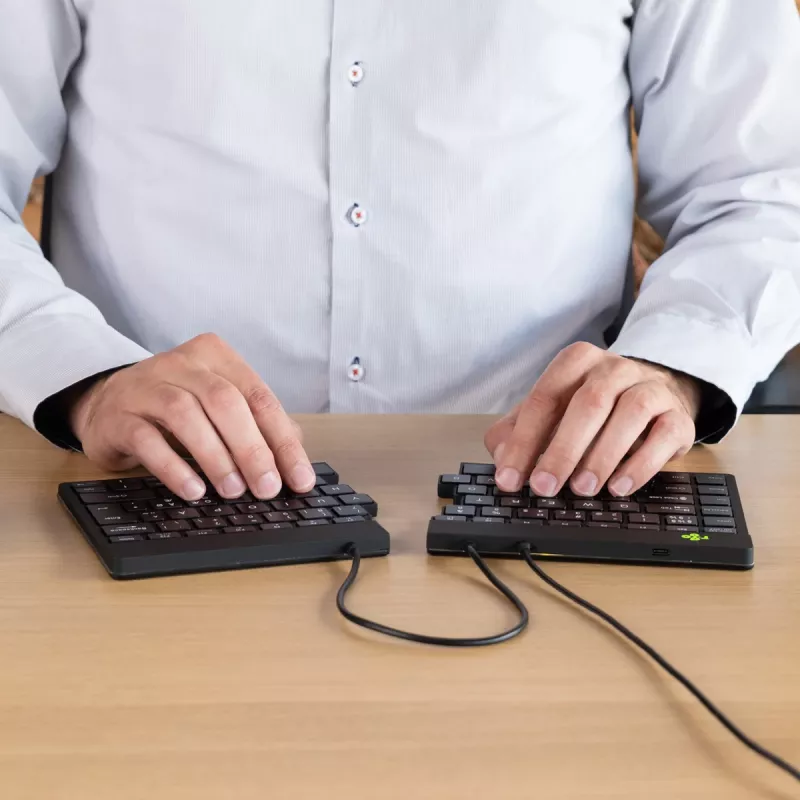 Klawiatura ergonomiczna R-Go Tools R-Go Split Break v2 z oprogramowaniem Break, ergonomiczna klawiatura dzielona, QWERTY (US), przewodowa, czarna