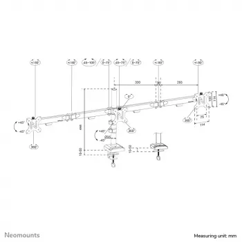 Ramię do monitora biurkowego Neomounts DS60-600BL3 Zacisk/Przelotka 10-27 cali